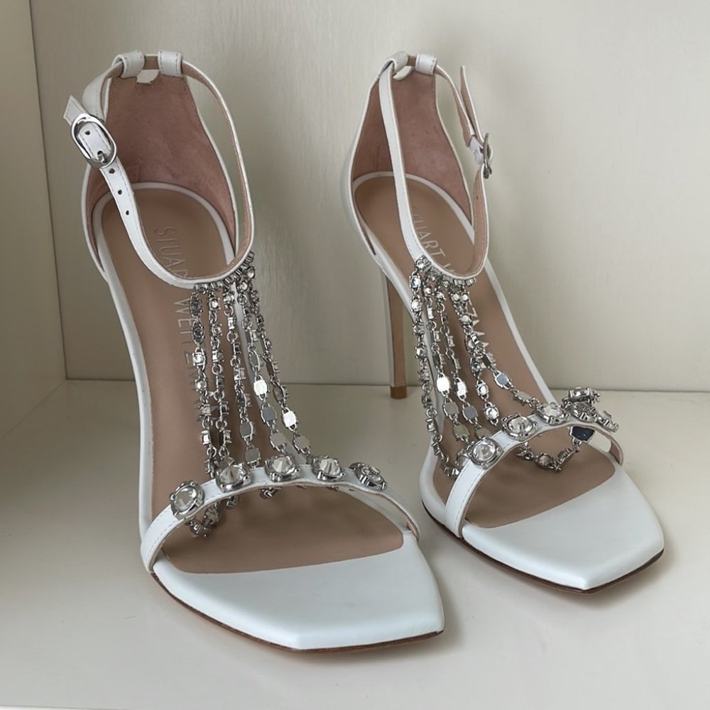 Stuart Weitzman Stardust 100 High Heel Rhinestone Sandal - Picture 2 of 12